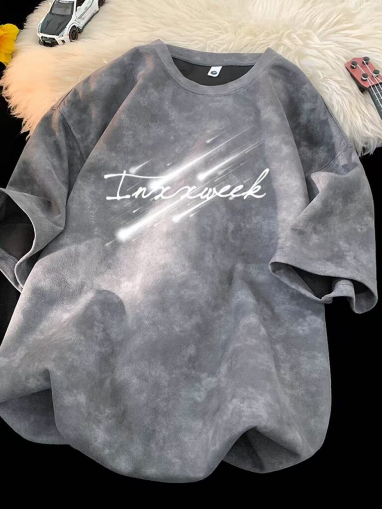 American-style tie-dye short-sleeve T-shirt, men's summer trendy brand, Instagram-inspired high-street, loose-fitting round-neck short sleeves, casual clothing for teenagers.